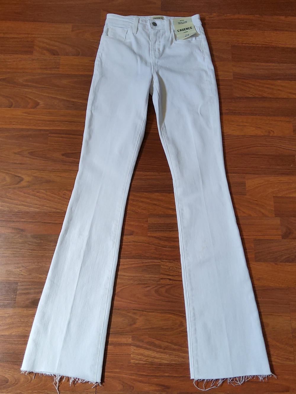 L'Agence Ruth High Rise Straight Jeans in Blanc Size 24 - Picture 2 of 14